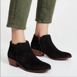 Sam Edelman Suede Bootie Petty Ankle Side Zipper Boots Black Leather Boho 7.5